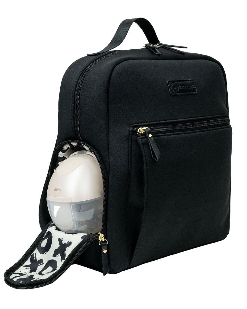 breast pump backpack with laptop sleeve Sarah Wells Fifi Mini Breast Pump Bag – 13" Neoprene Backpack for Wearable Pumps – Insulated, Lightweight, Washable Purple