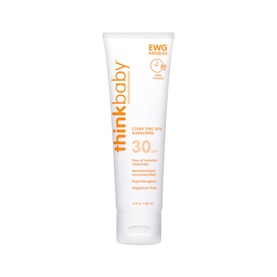 Thinkbaby Clear Zinc Sunscreen SPF 30, 3 oz