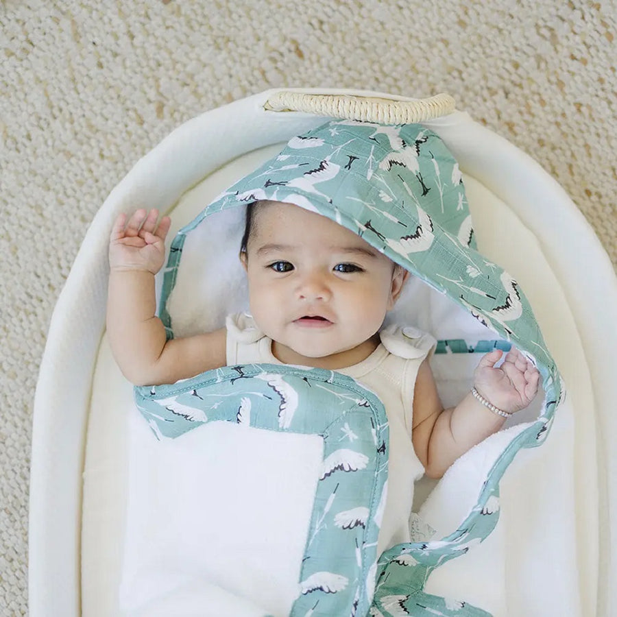 Baby Hooded Towel - Crane