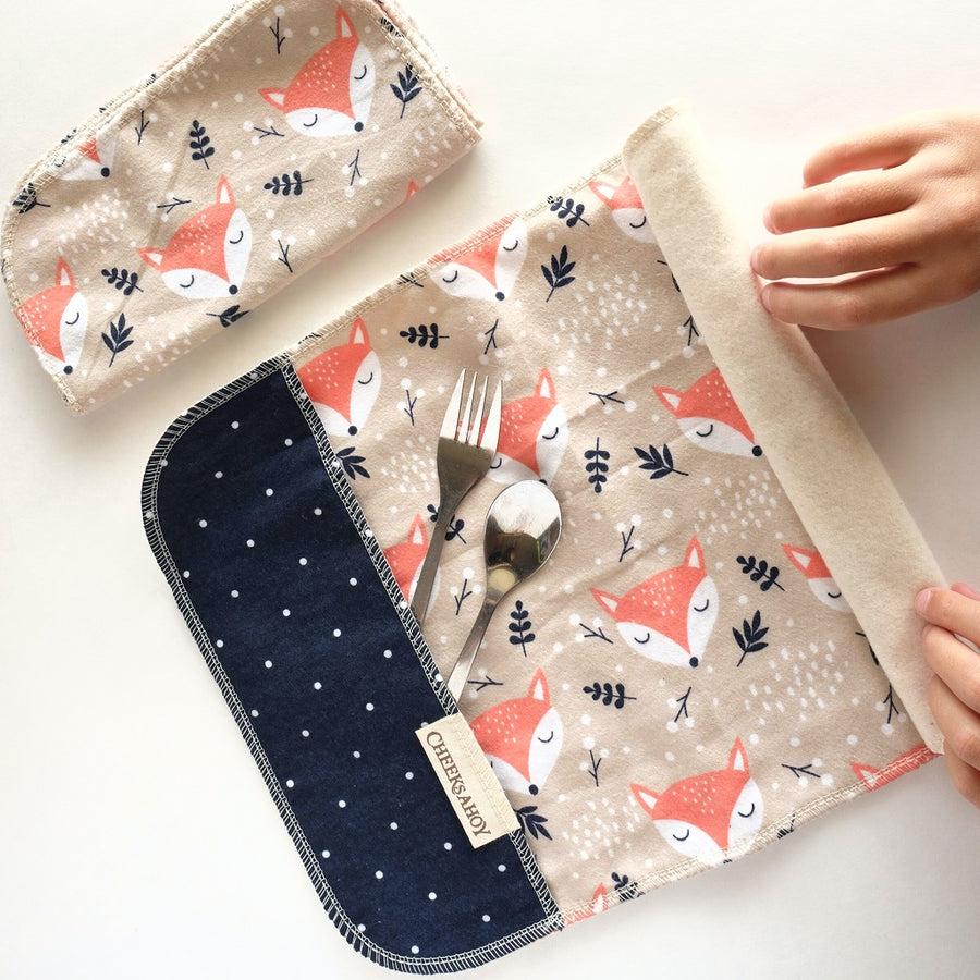 Kids Packable Placemat + Cloth Napkins Set