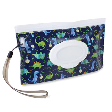 Take and Travel™ Pouch Reusable Wipes Case - Raining Dinos
