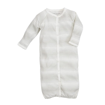 Organic Convertible Gown/Romper - Gray Ombre Stripe