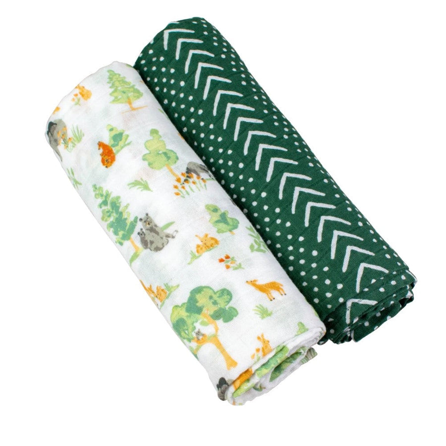 Classic Muslin Swaddle 2 pack - Forest Friends + Mudcloth