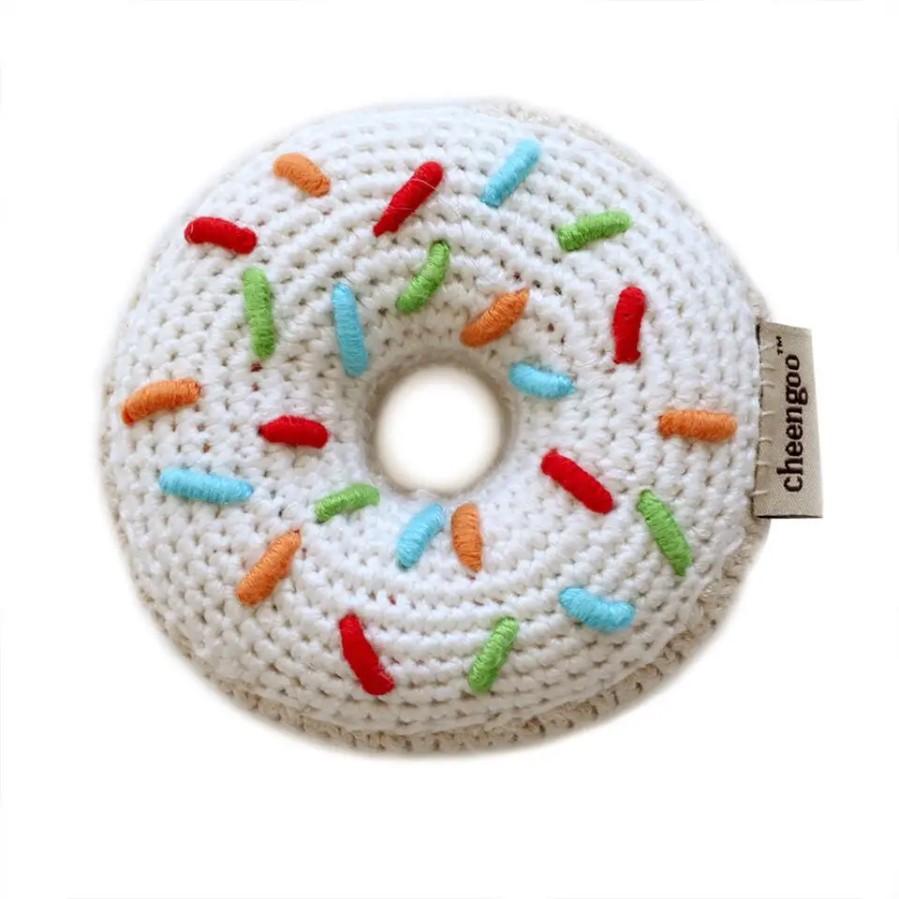 Hand-Crocheted Donut Teething Rattle/Play Food