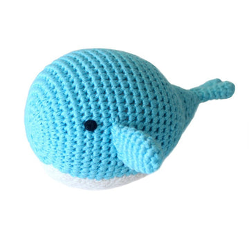 Handmade Bamboo Crochet Teething Rattle - Blue Whale