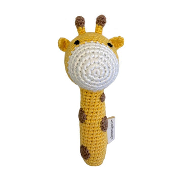 Handmade Crochet Teething Stick Rattle - Giraffe