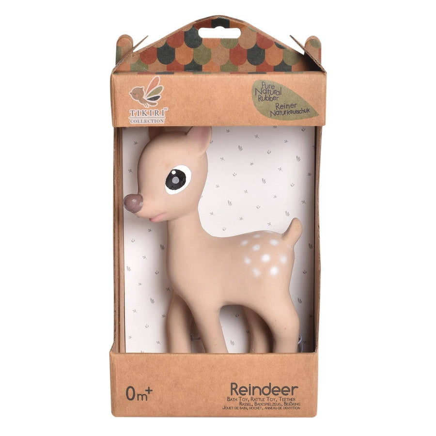 Ralphie Reindeer Organic Rubber Rattle, Teether, & Bath Toy
