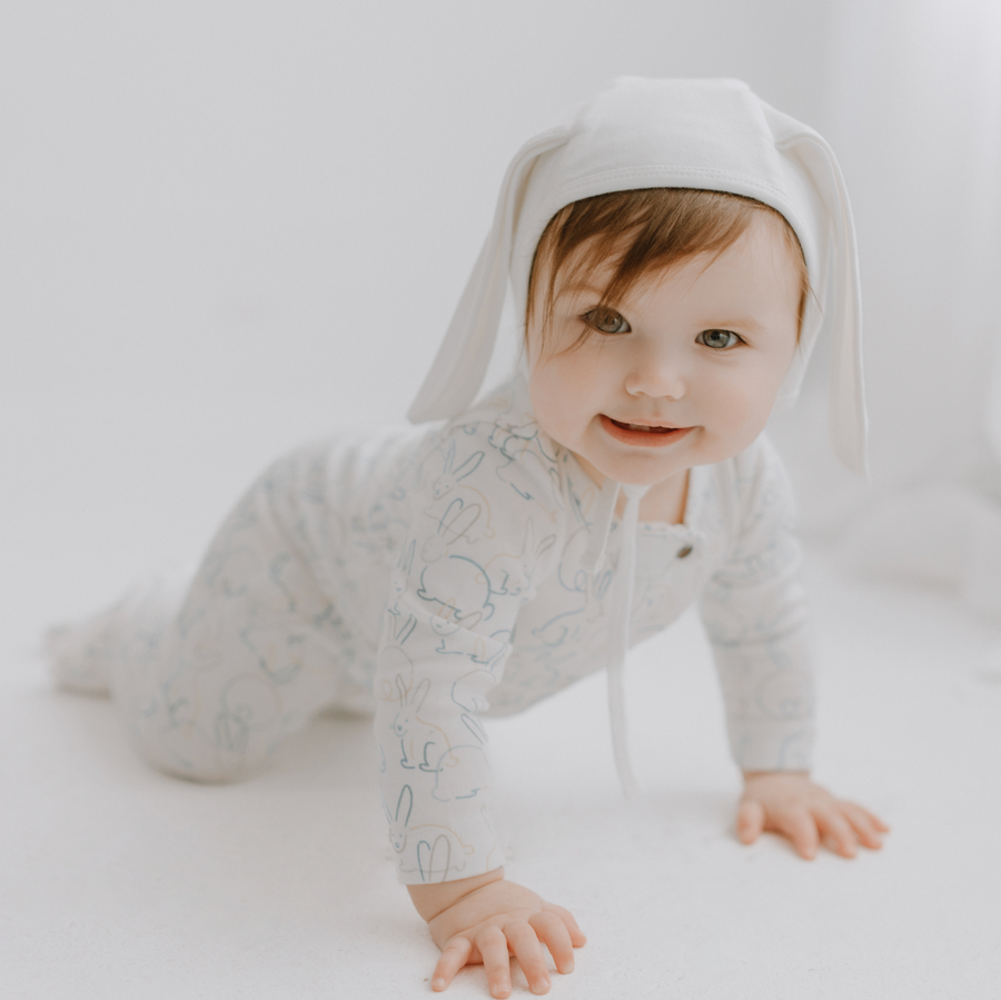 Organic Zipper Footie - Bunnies