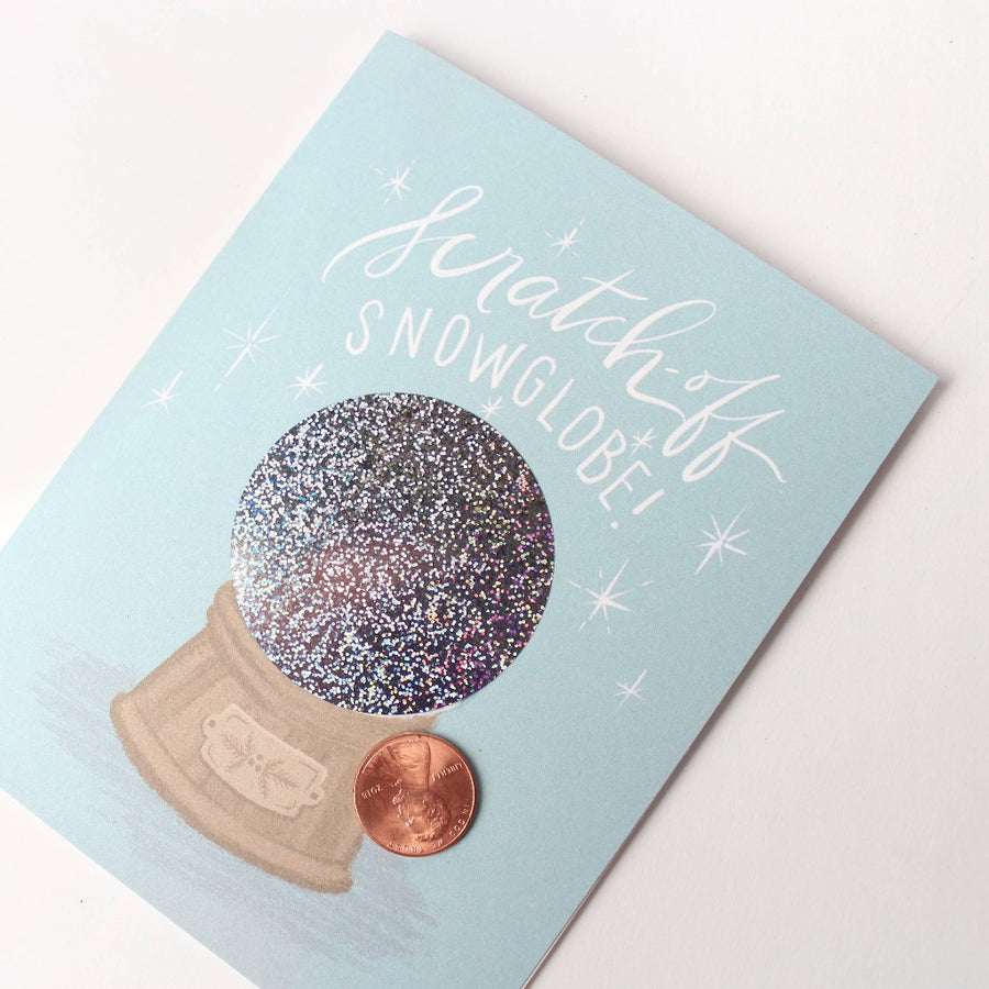 Scratch-off Snow Globe Alpine Holiday Greeting Card