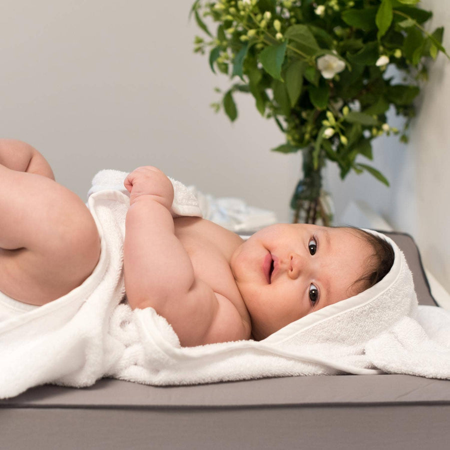 Organic Cottom Hooded Baby Towel with Rabbit Ears - White