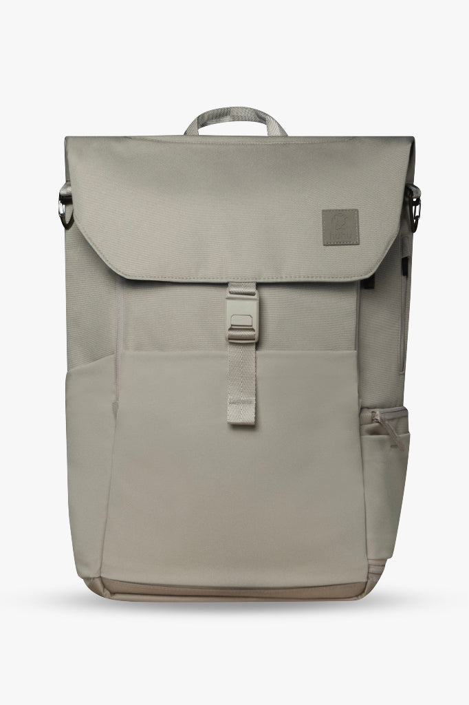 Gray backpack on a white background