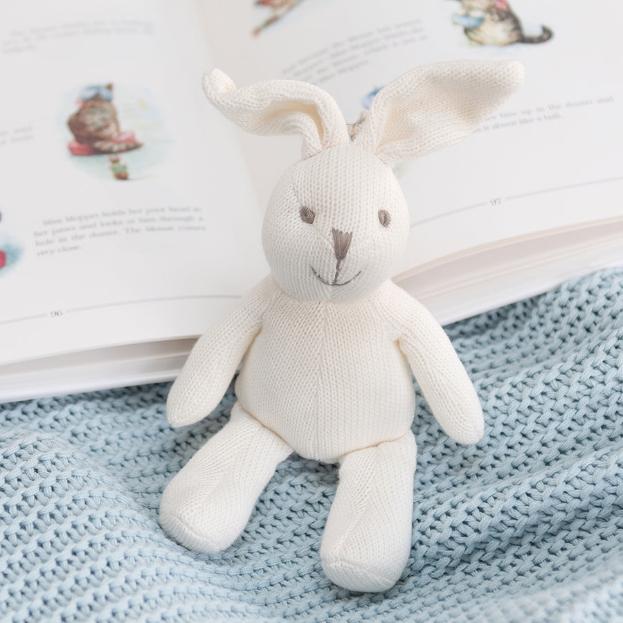 Organic Knitted Plush Rattle - Bunny