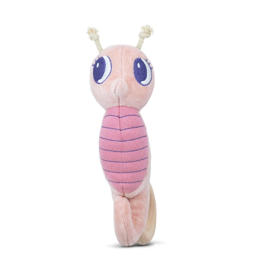 Organic Plush + Wood Teething Rattle - Pink Seahorse