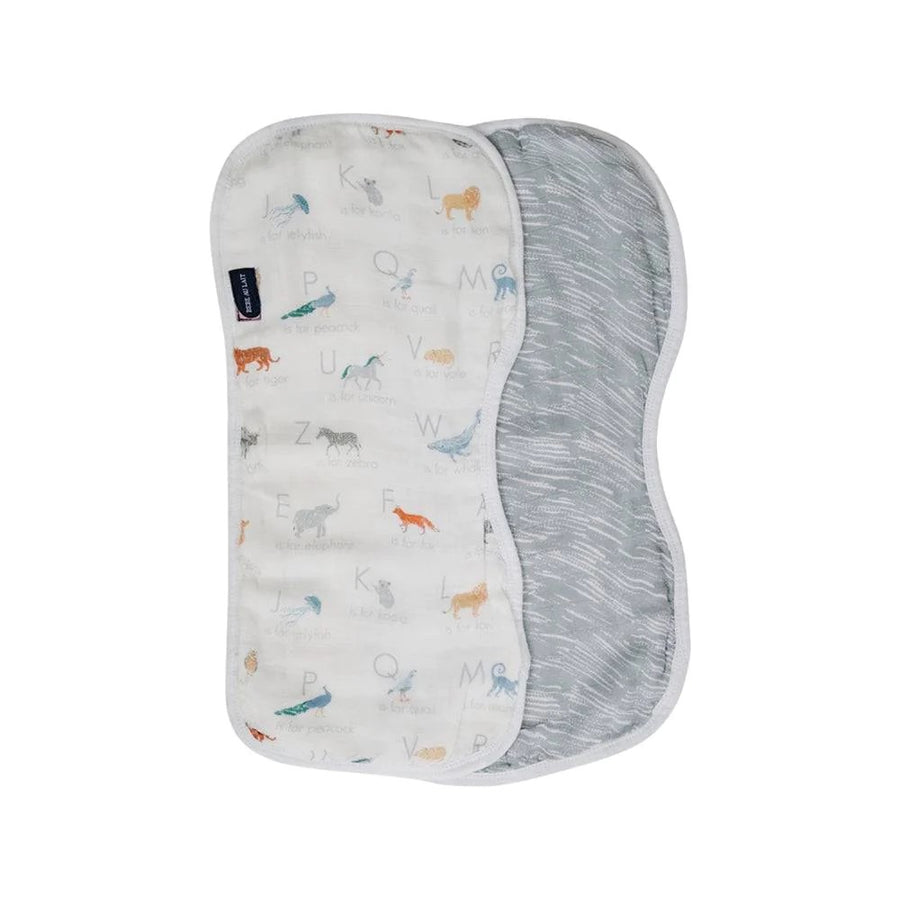 Luxury Muslin Burp Cloth Set - Animal Alphabet + Gray Crayon