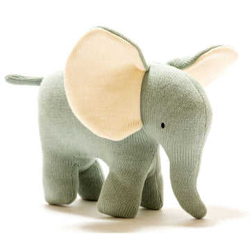 Organic Knitted Plush Toy Ellis the Elephant - Teal