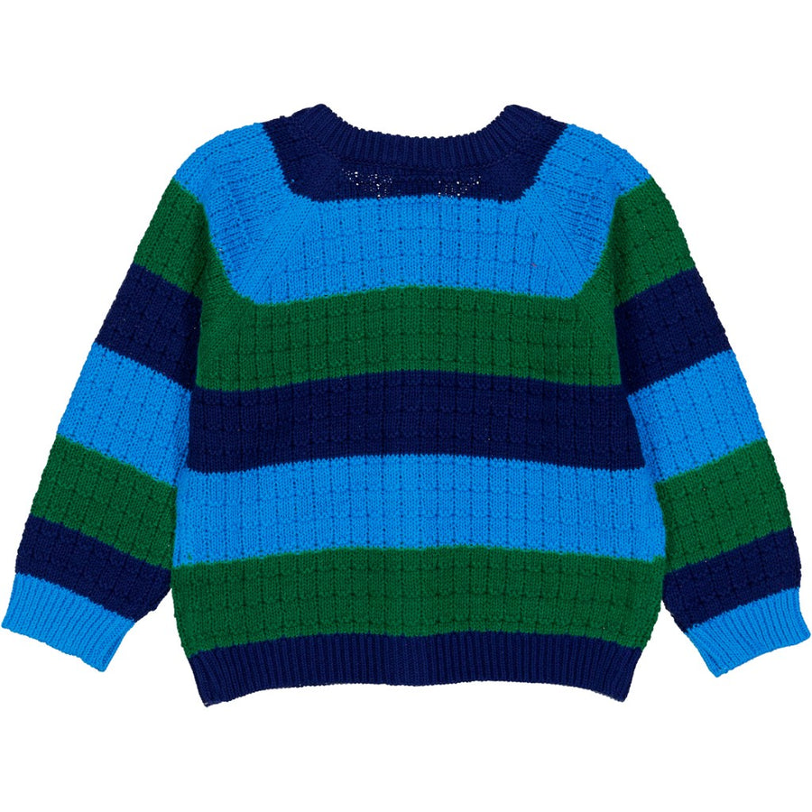 Knit Striped Cardigan - Deep Blue