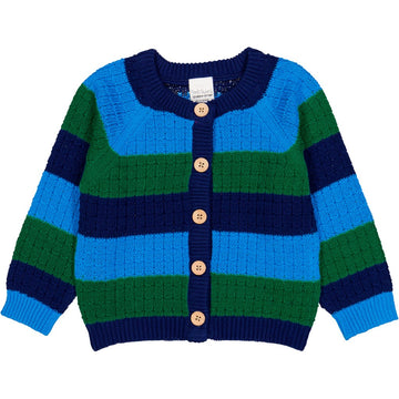 Knit Striped Cardigan - Deep Blue