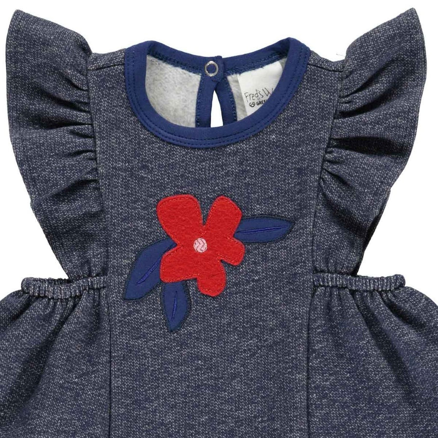 Pow Applique Denim Blue Sweatdress