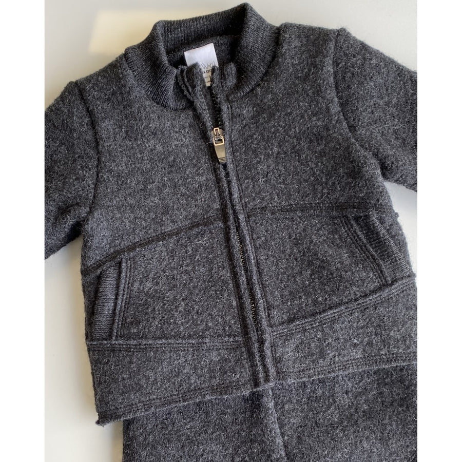 Boiled Wool Jacket in Dark Gray Melange