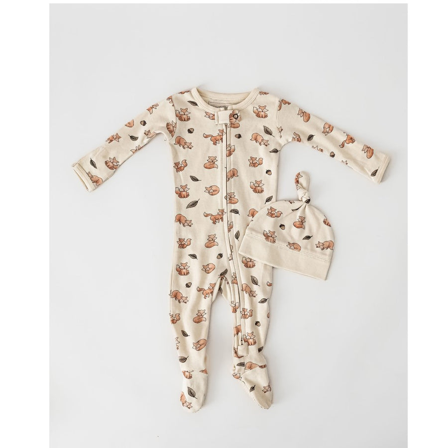 Organic 2-Way Zipper Footie - Foxy