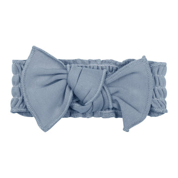 Picture of the L'ovedbaby Smocked Tie Baby Headband in Pool against a white background