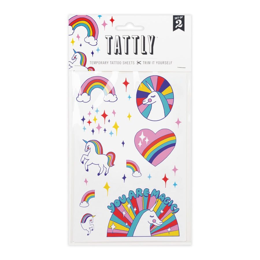 Temporary Tattoo Sheets - Rainbow Unicorns