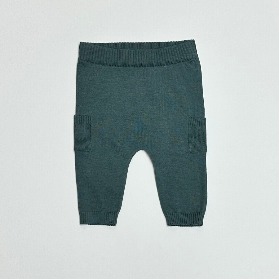 Baby Side Pocket Sweater Knit Pants - Teal Blue