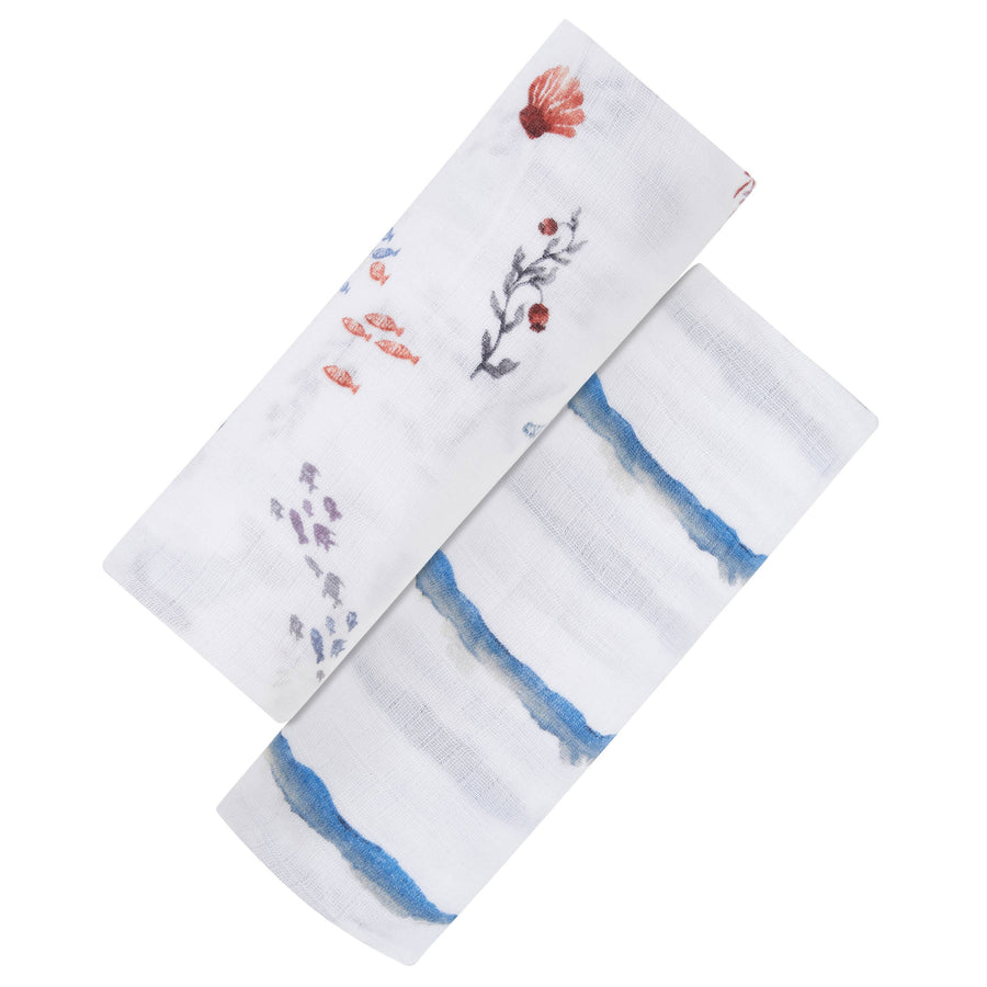 Organic Cotton Muslin Swaddle 2-Pack - Life's A Beach