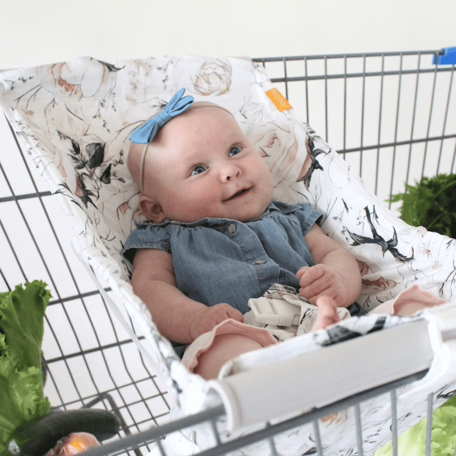 Baby Shopping Cart Hammock - Coming Up Roses Beautiful Floral Print
