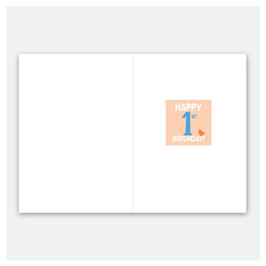 Image of the inside of the card - there is a pale orange square with the words 