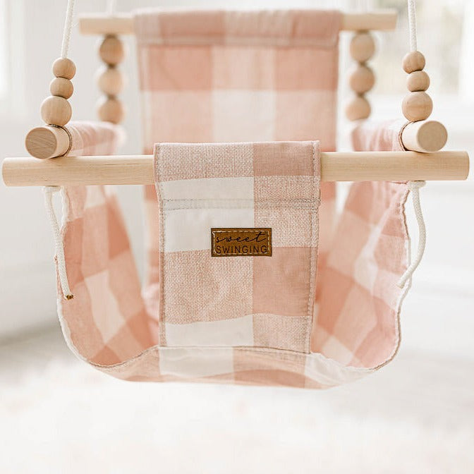 Indoor Baby/Child Swing - Pink Buffalo Check