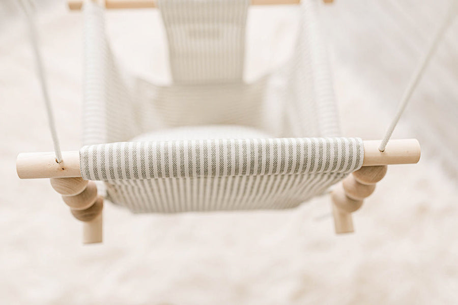 Indoor Baby/Child Swing - Greige/Vanilla Stripe