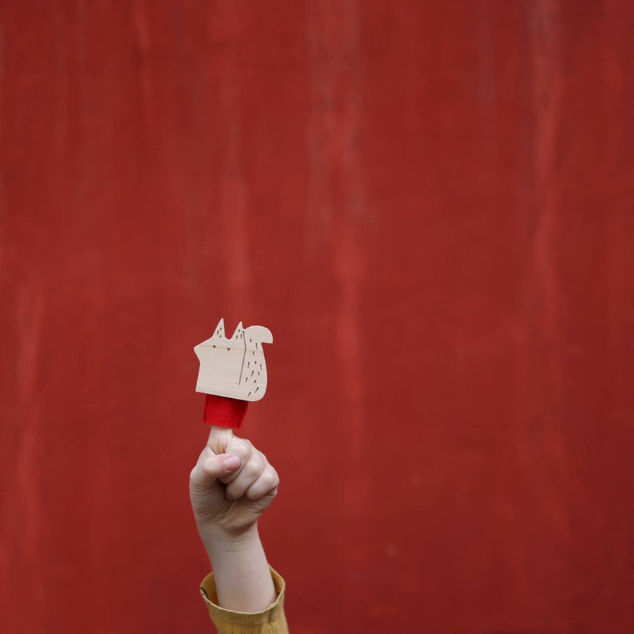 Birch + Felt Finger Puppet - Squirrel
