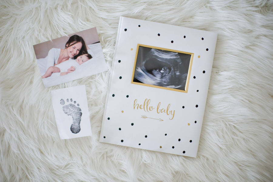 Hello Baby Baby Book, Black & Gold
