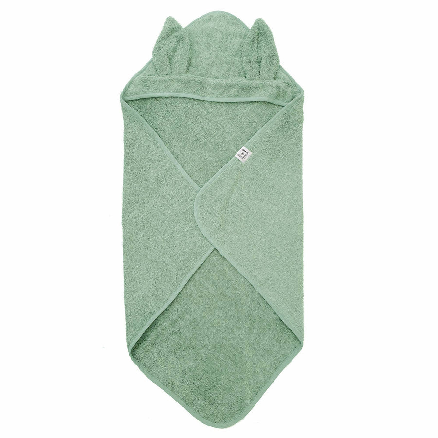 Organic Cotton Hooded Baby Towel with Rabbit Ears - Cameo Green