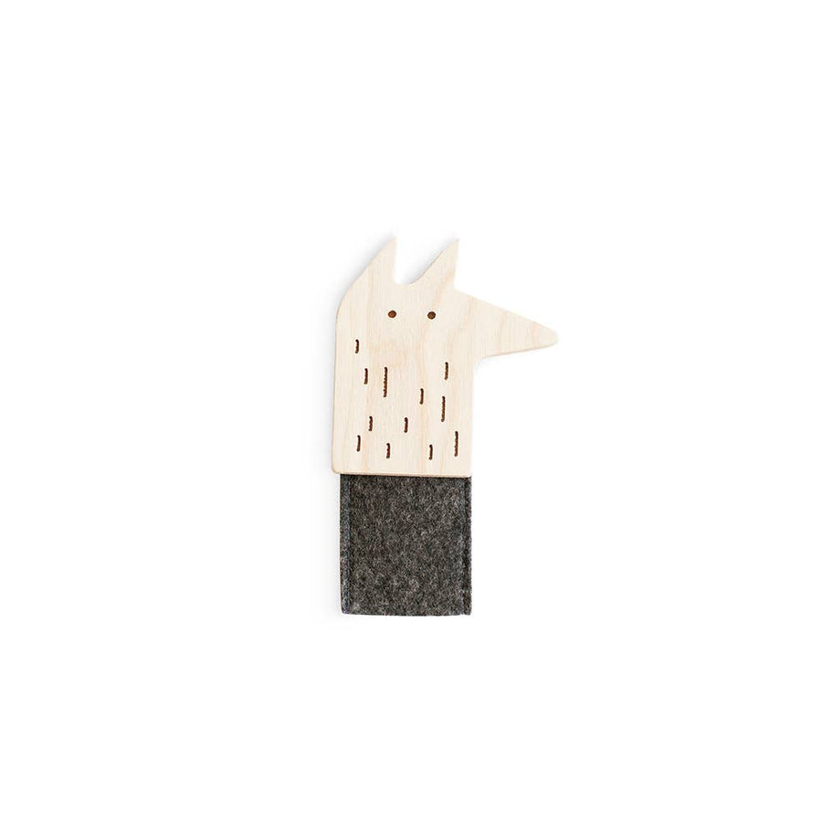 Birch + Felt Finger Puppet - Wolf