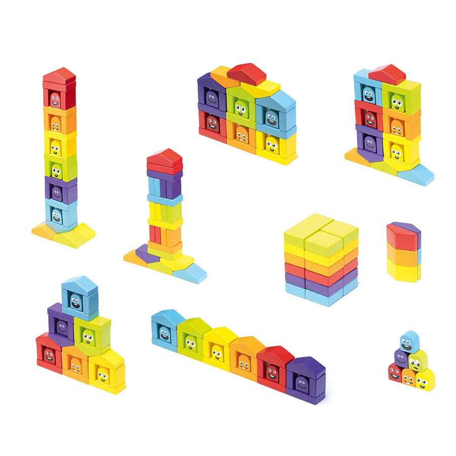 Wooden Construction Set Colorful Houses