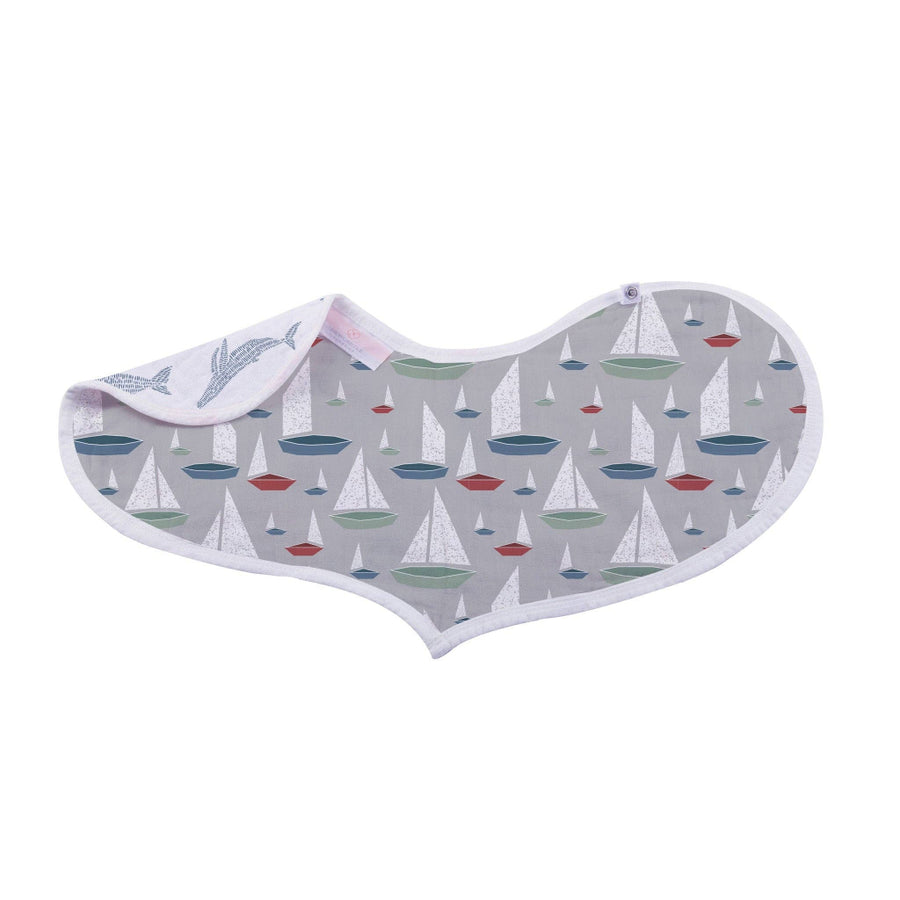 Bamboo Burp Cloth/Heart Bib Set of 2 - Ocean Tides