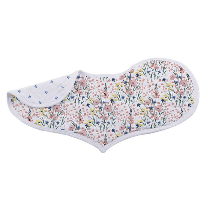 Bamboo Burp Cloths/Heart Bib Set of 2 - Wildflowers