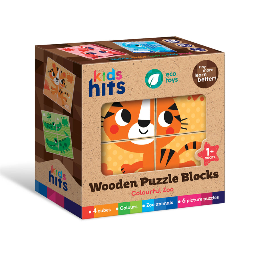 Wooden Puzzle Blocks - Colorful Zoo