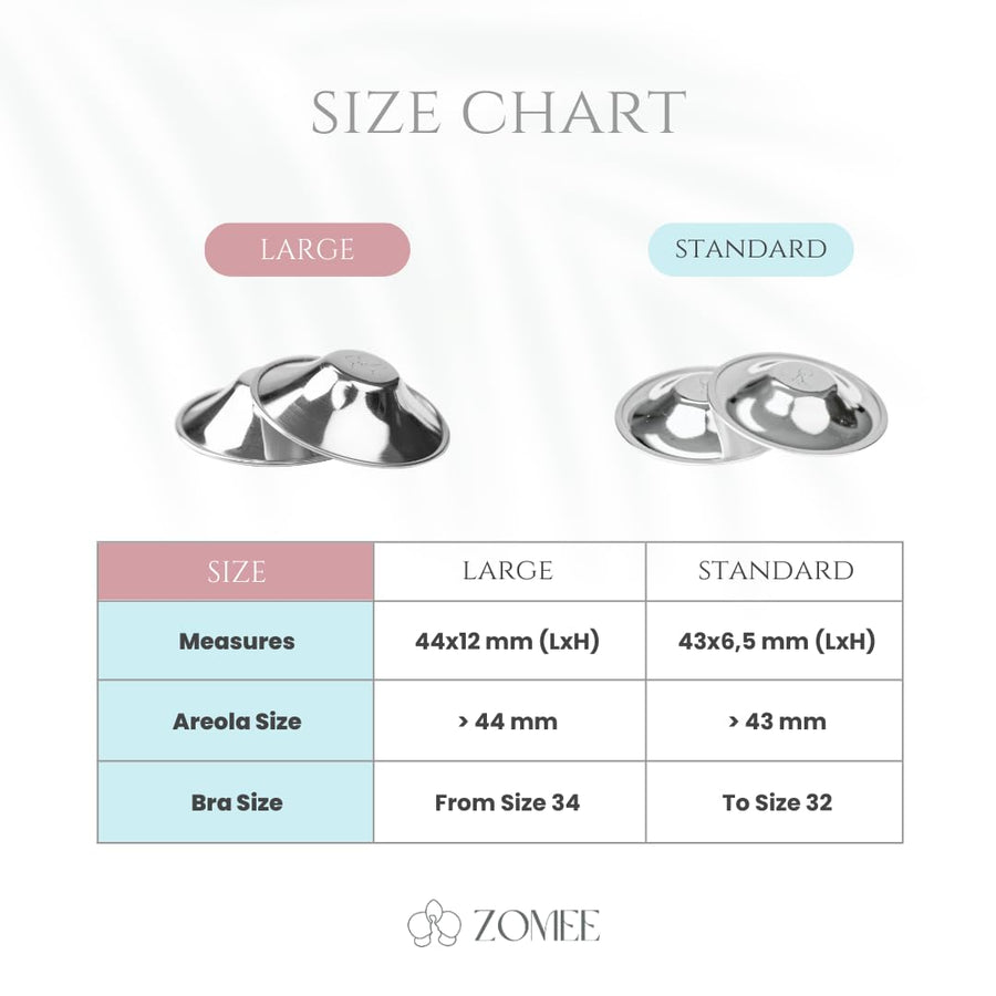 Zomee Original Silver Nursing Cups - Nipple Shields for Nursing Newborn