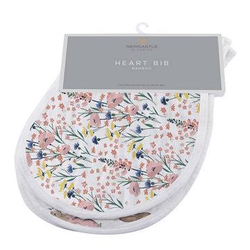 Bamboo Burp Cloths/Heart Bib Set of 2 - Wildflowers