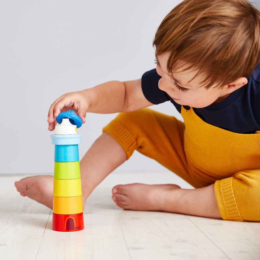Wooden Rainbow Lighthouse Montessori Stacker & Balance Toy