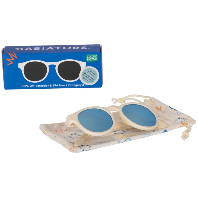 Keyhole Sunglasses - Sweet Cream with Turquoise Blue Mirrored Lenses