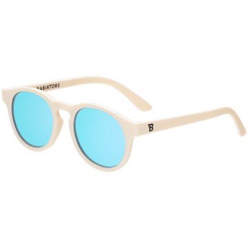 Keyhole Sunglasses - Sweet Cream with Turquoise Blue Mirrored Lenses
