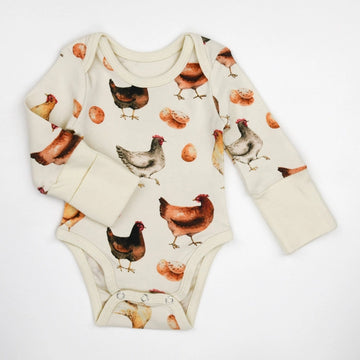 Organic Cotton Long Sleeve Baby Bodysuit - Sunny
