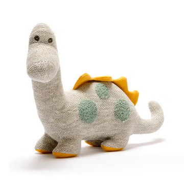 Large Diplodocus Organic Knitted Plush Toy - Gray
