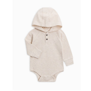 Cole Waffle Knit Hoodie Bodysuit - Heather Oat