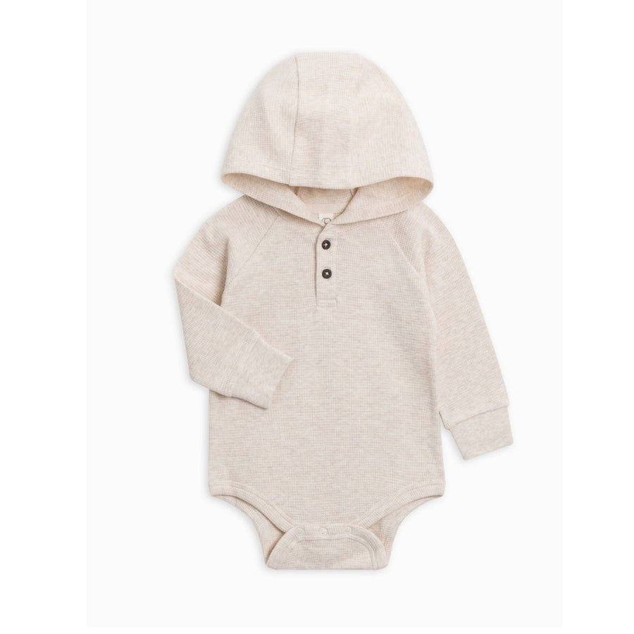 Cole Waffle Knit Hoodie Bodysuit - Heather Oat