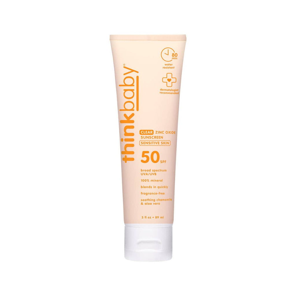 ThinkBaby Clear Zinc Sunscreen Sensitive Skin SPF 50, 3 oz – Natural ...
